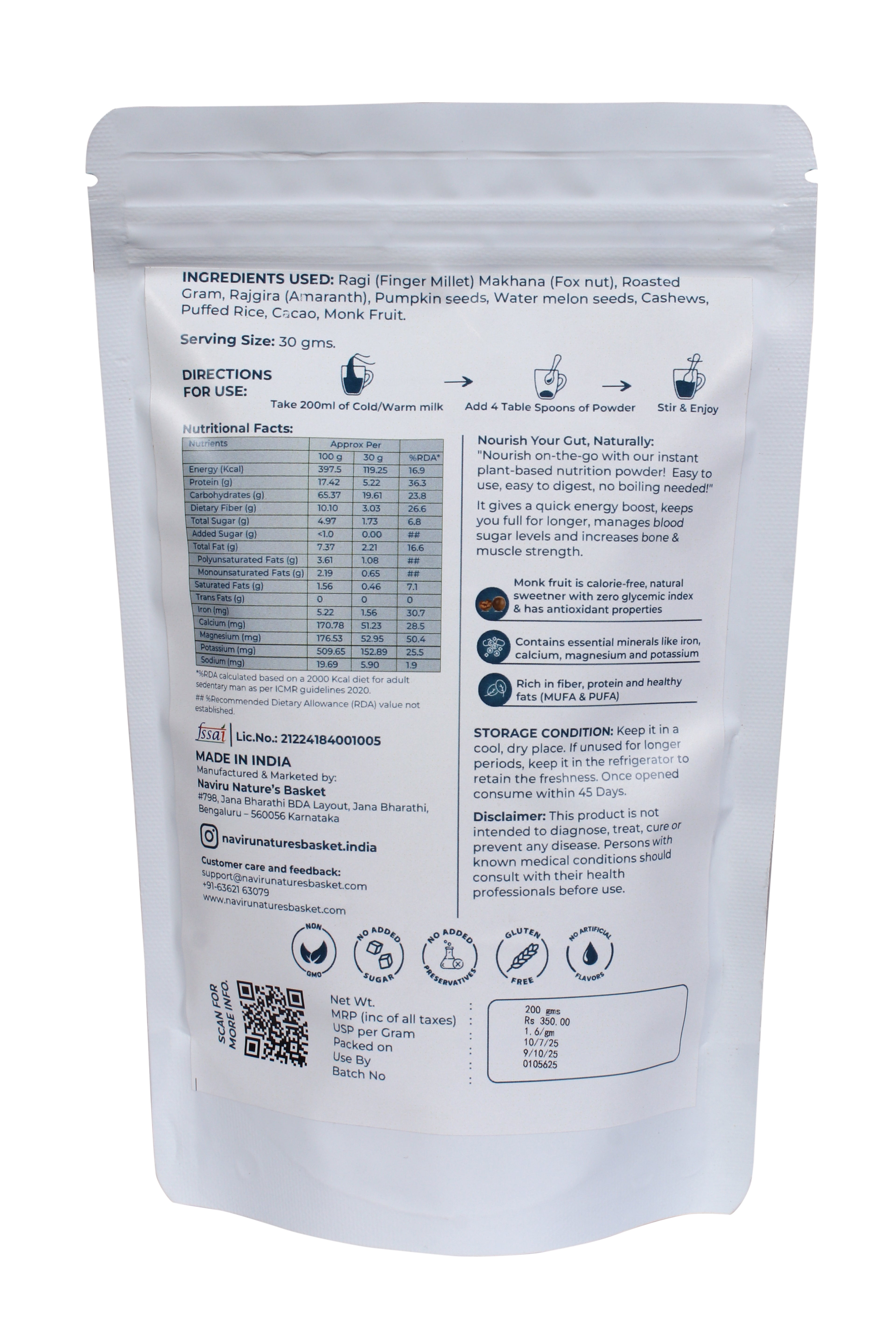 Gut Nourish - Diabetic Friendly with Monk Fruit - Zero Glycemic Index